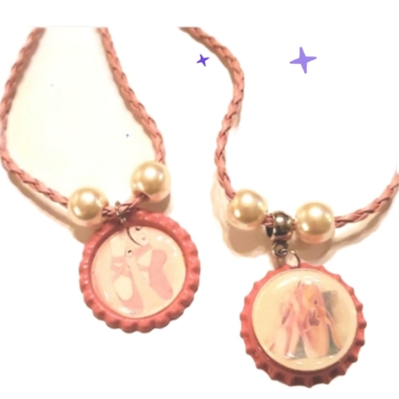 Handmade ballet bottlecap necklaces - Picture 1 of 2